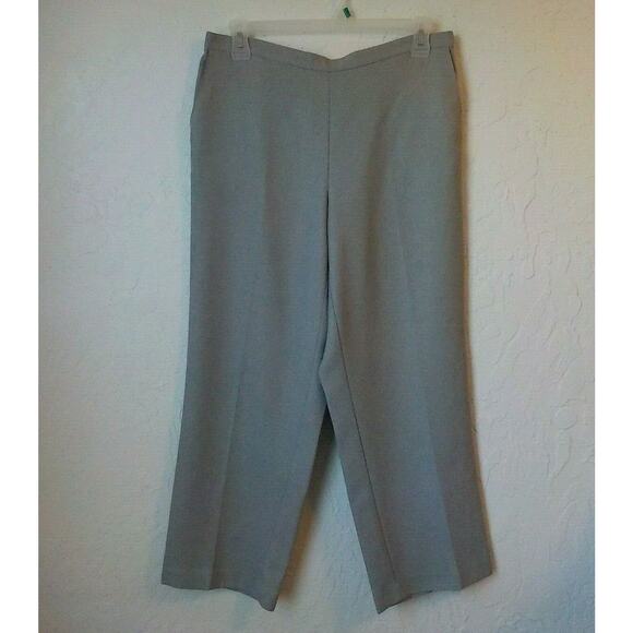 VTG Alfred Dunner Women 16 Gray Pants Straight Legs Pockets Elastic High Waist - Picture 1 of 10